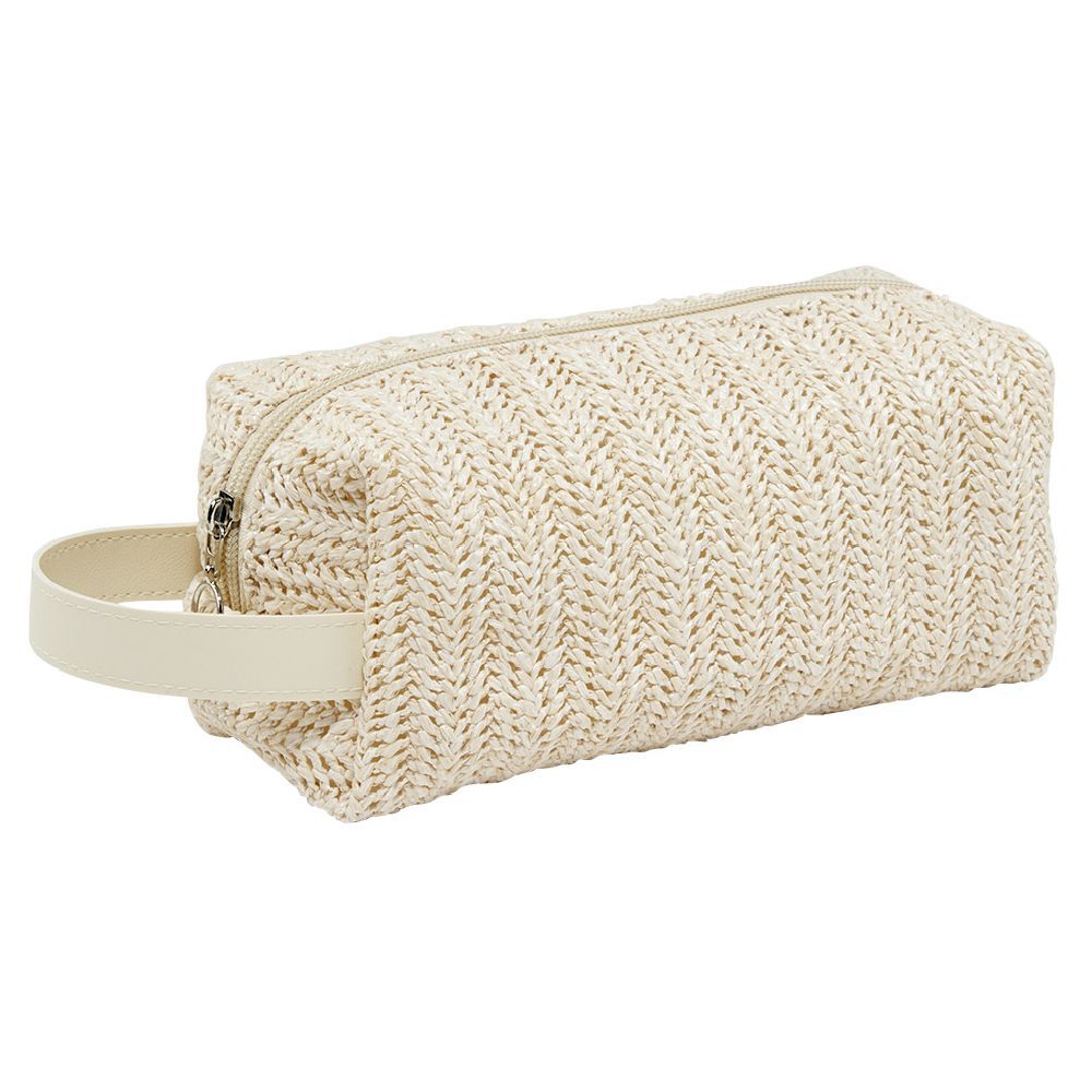 Trousse à cosmétique style tressé beige Ø9xL20,5cm