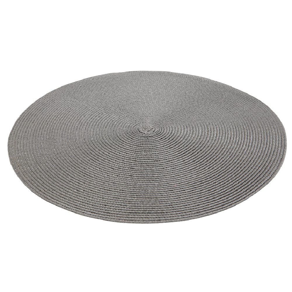 Set de table rond effet paille gris uni ø38 cm