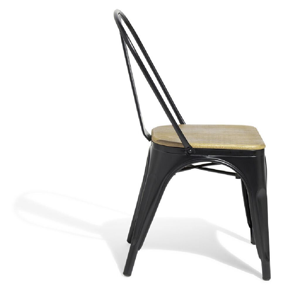 Chaise de jardin Fabrik acacia naturel et métal noir 51,5x44xH82,5 cm