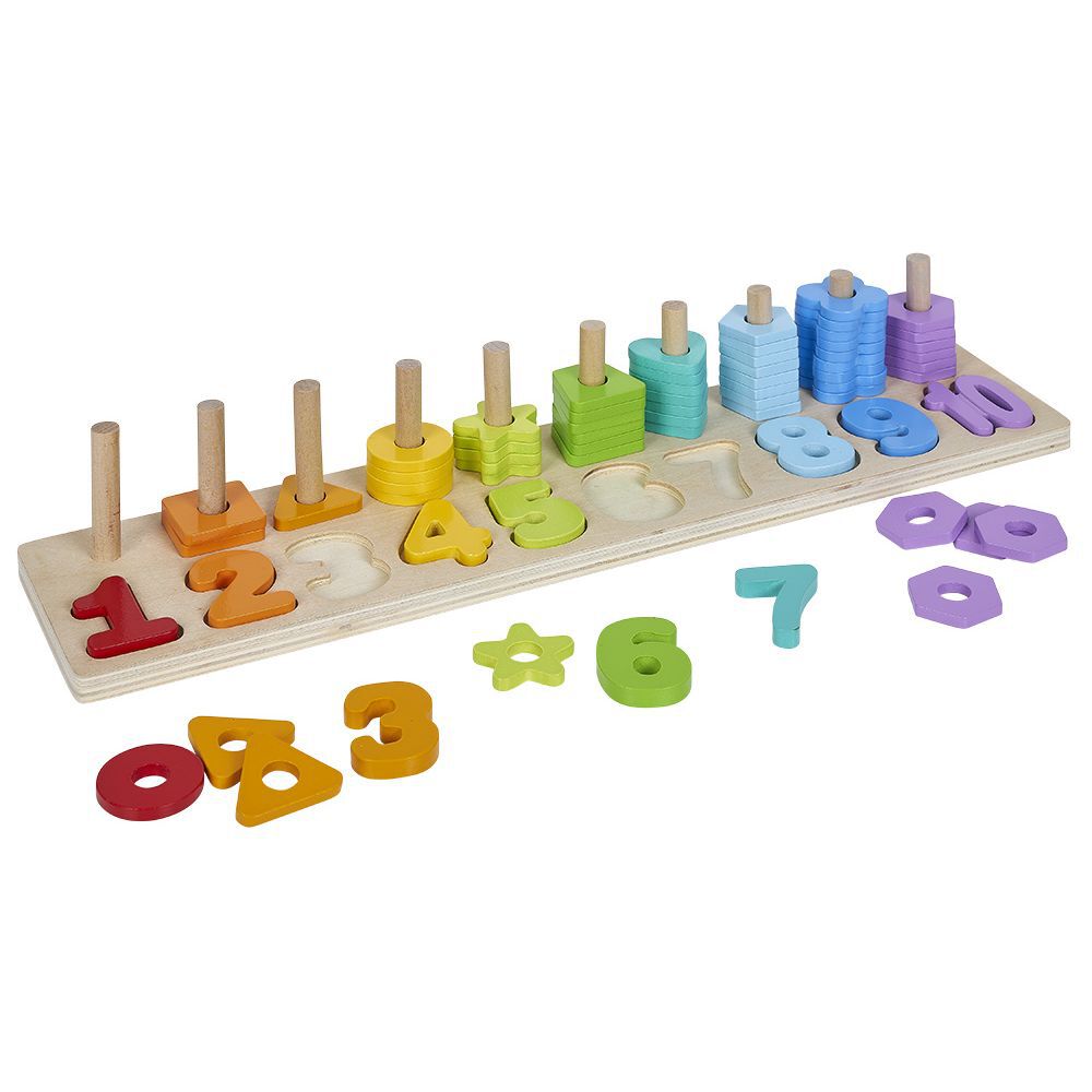 Jeu d'apprentissage en bois certifié FSC® Montessori - chiffres et couleurs