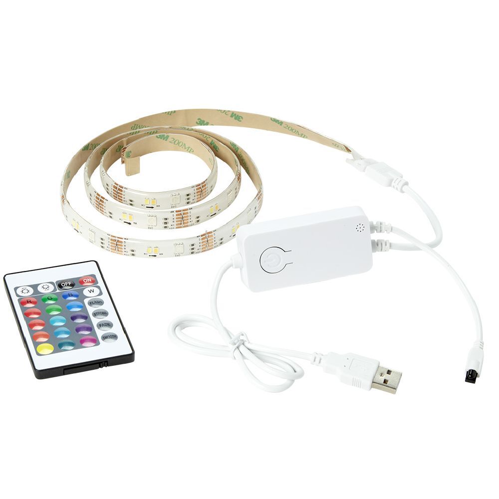 Ruban lumineux multicolore connecté USB 60 LED L.1 m