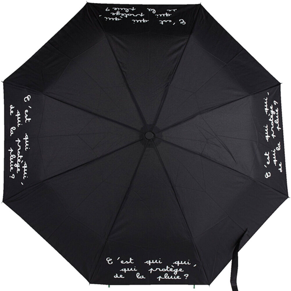 Parapluie noir avec inscription blanche