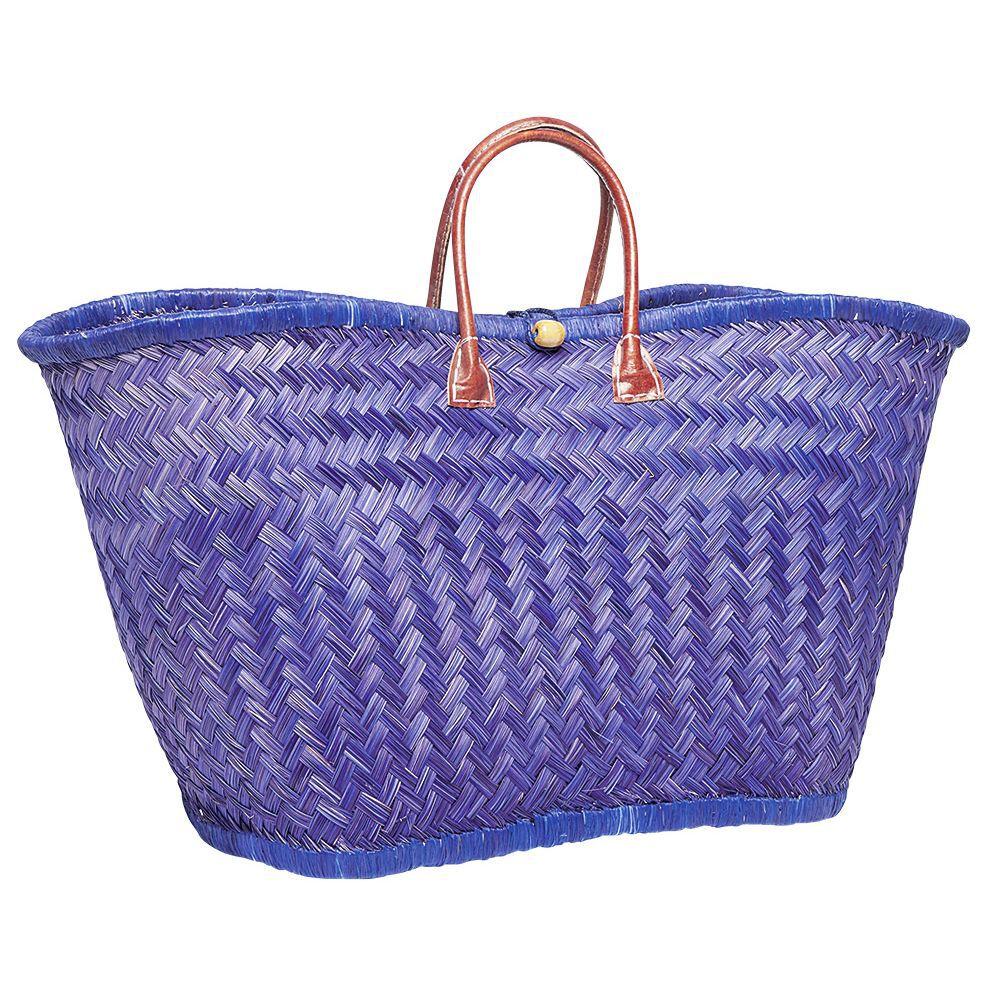 Panier de plage en fibre naturelle et cuir