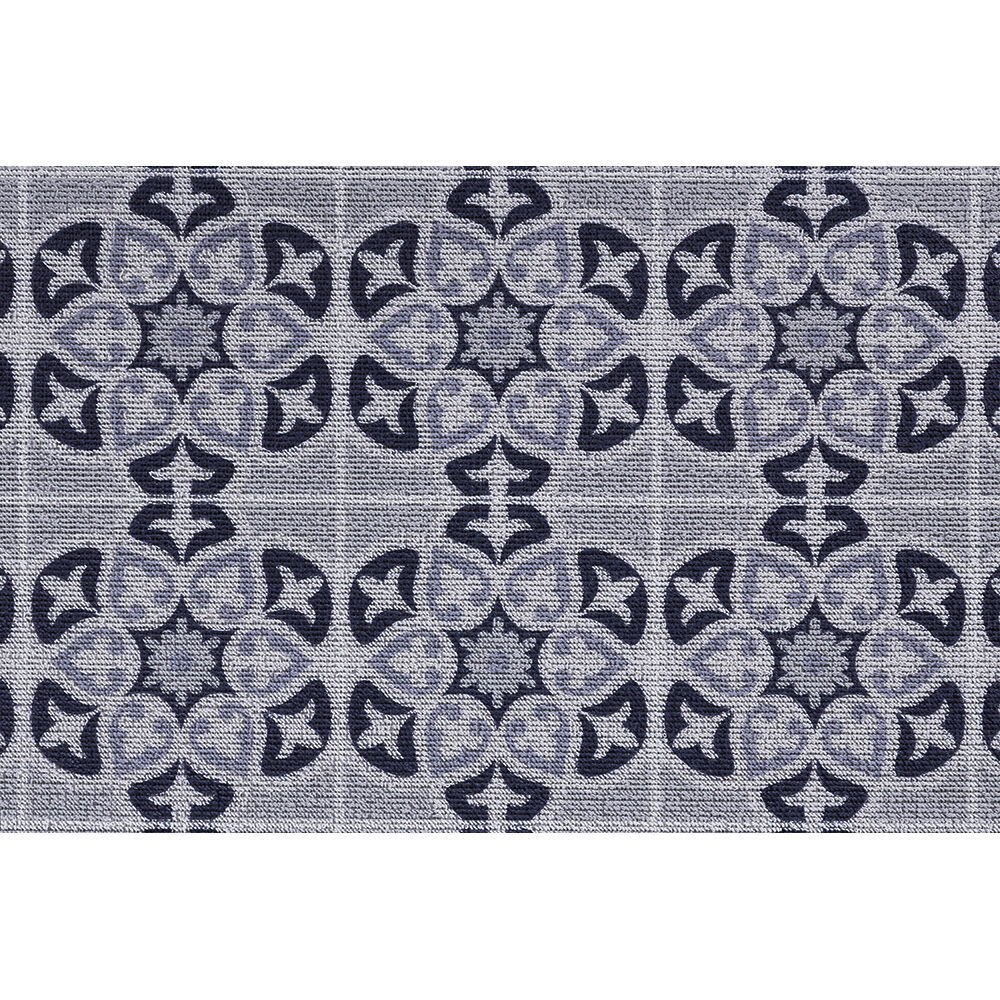 Tapis extérieur antidérapant grattant carreau ciment bleu gris 75x45cm