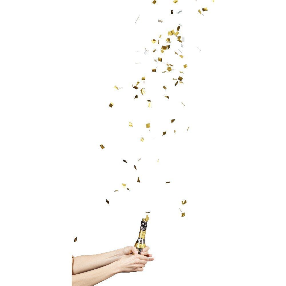 Bouteille à confettis doré forme champagne H. 16  cm