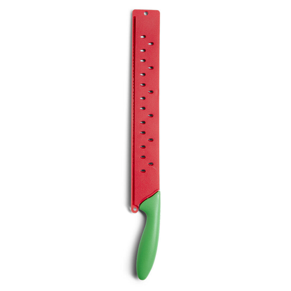 Couteau pour pastèque métal rouge et ABS vert L43,5x5x2,5cm