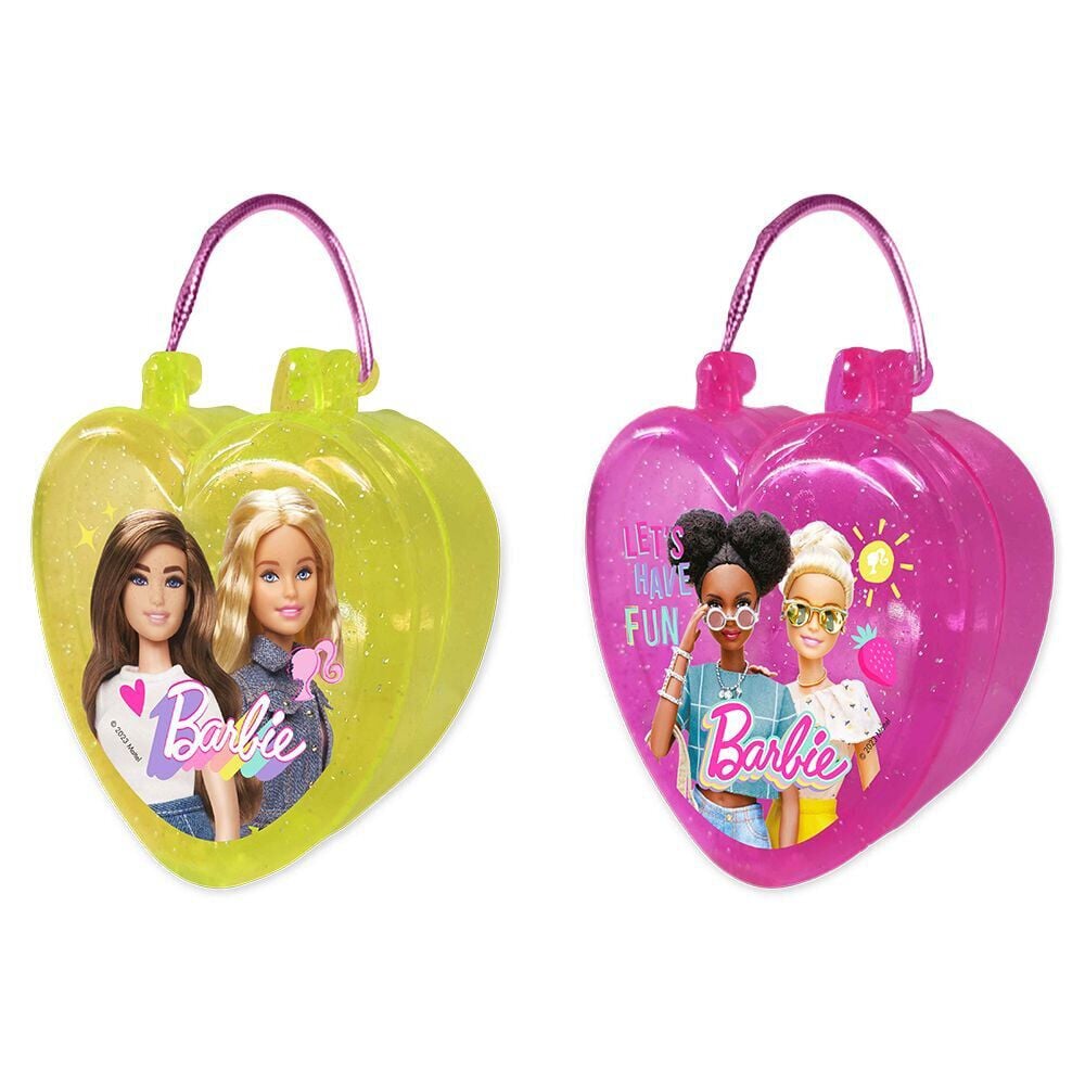 Bonbons et autocollants Barbie dans boîte forme coeur 10g