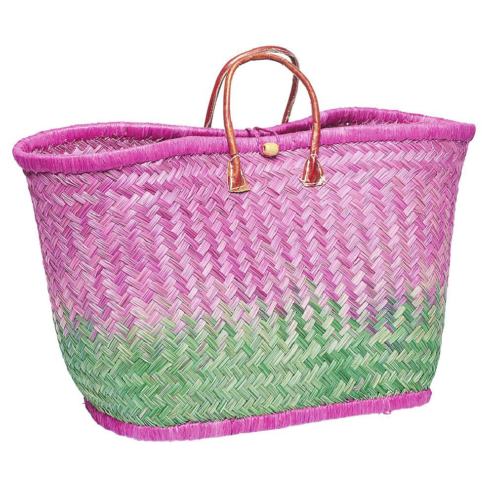 Panier de plage en fibre naturelle et cuir