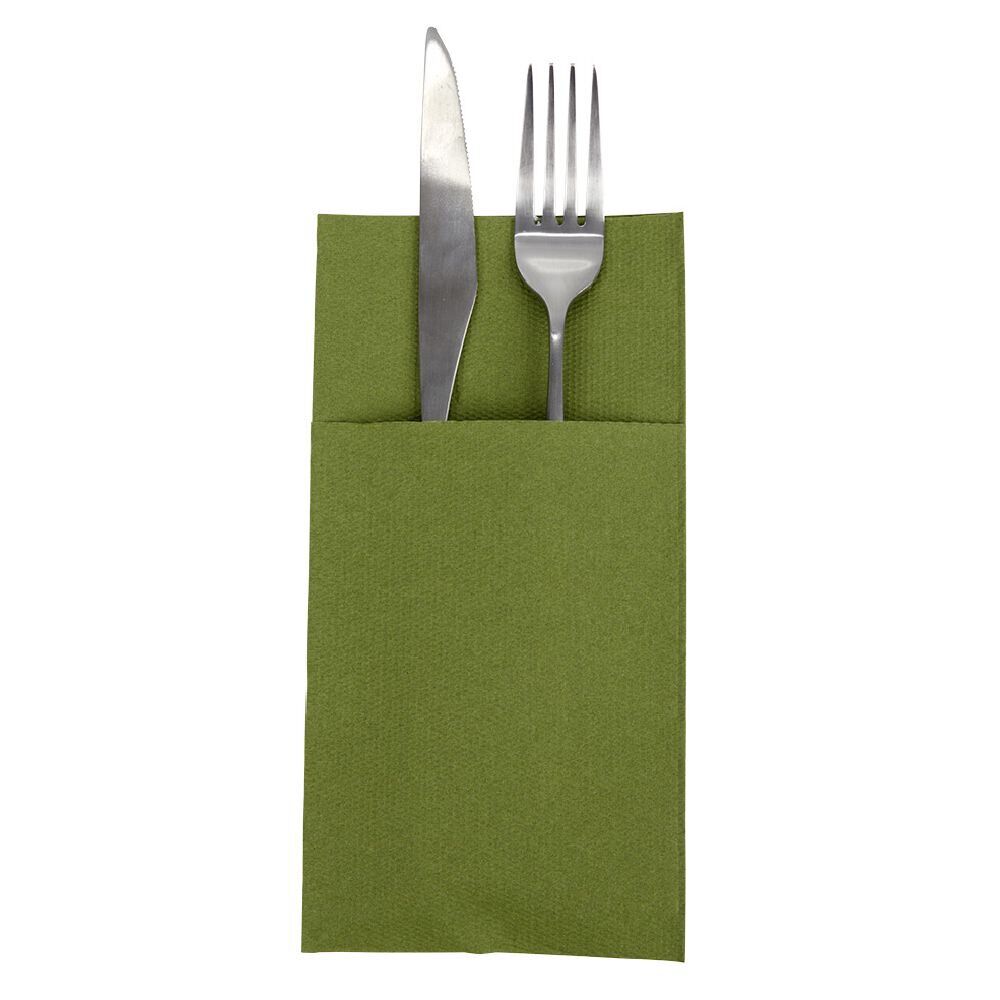 Serviette range couverts 40cm vert olive x20