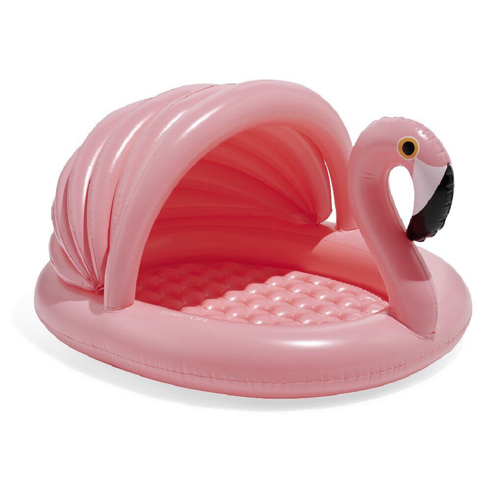 Piscine gonflable enfant flamant rose et abri