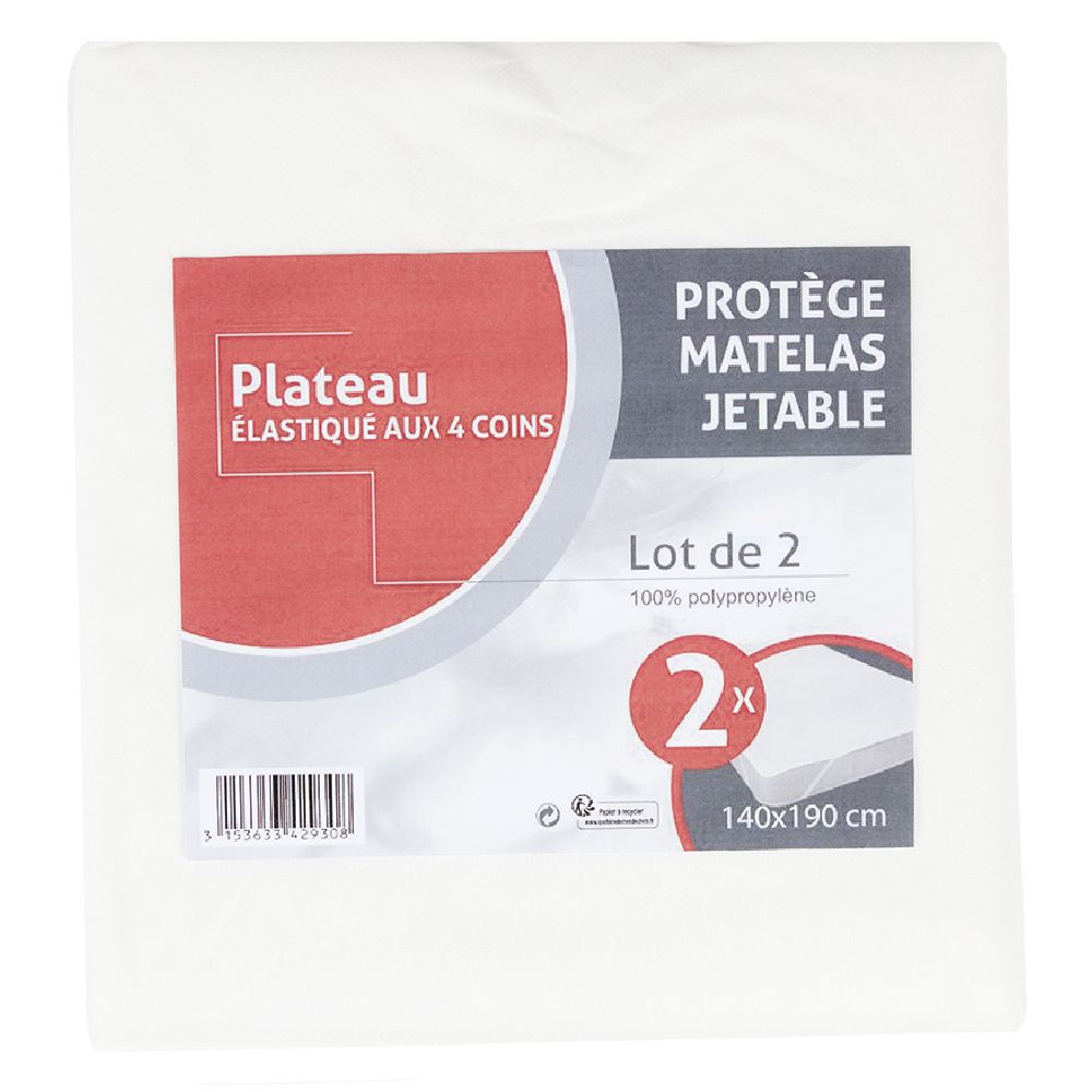 Protège matelas jetable 2 places blanc x2