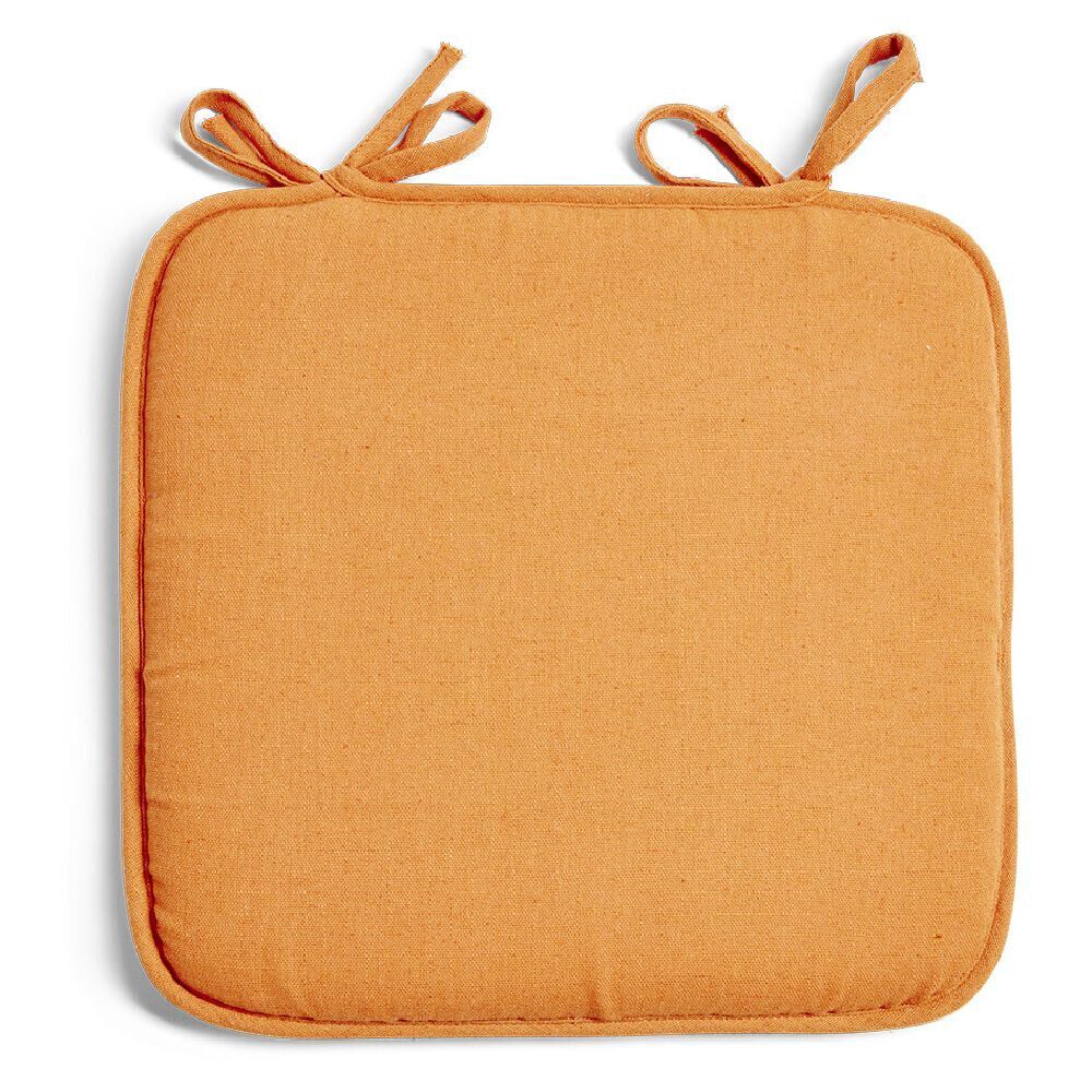 Galette de chaise carrée 38x36cm à nouettes polycoton orange