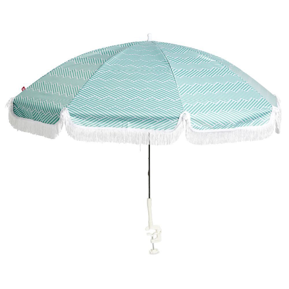 Parasol de plage blanc et bleu Ø106xH80cm