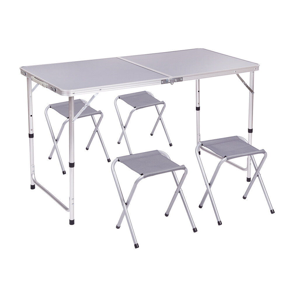 Set table de camping pliable 120x60cm avec 4 tabourets