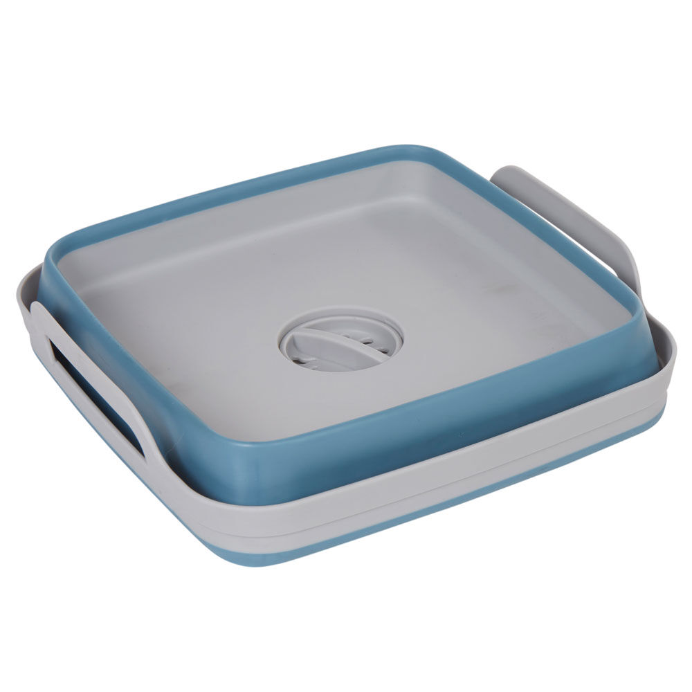 Bassine rétractable bouchon évideur grise et bleue