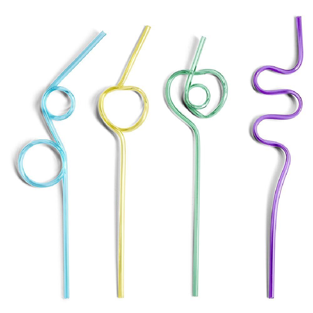 Lot de 4 pailles réutilisables plastique L24cm