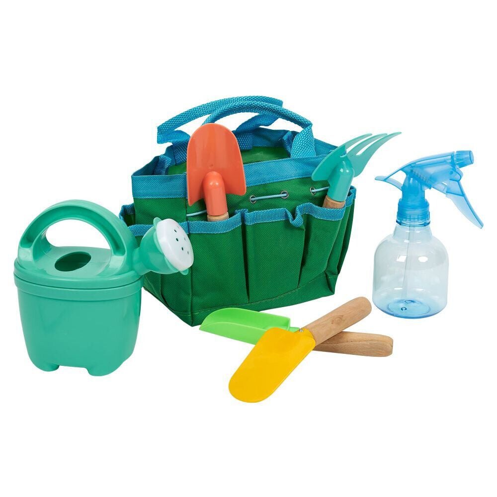 Sac de jardinage avec 6 outils pour enfant plastique et bois