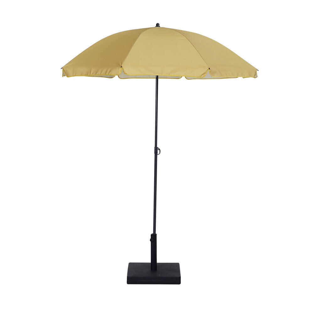 Parasol centré inclinable Sun Ø160xH195cm acier et polyester jaune