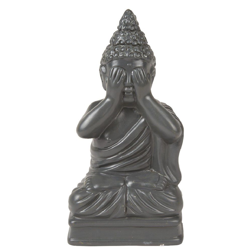 Statue Bouddha de la sagesse résine gris foncé