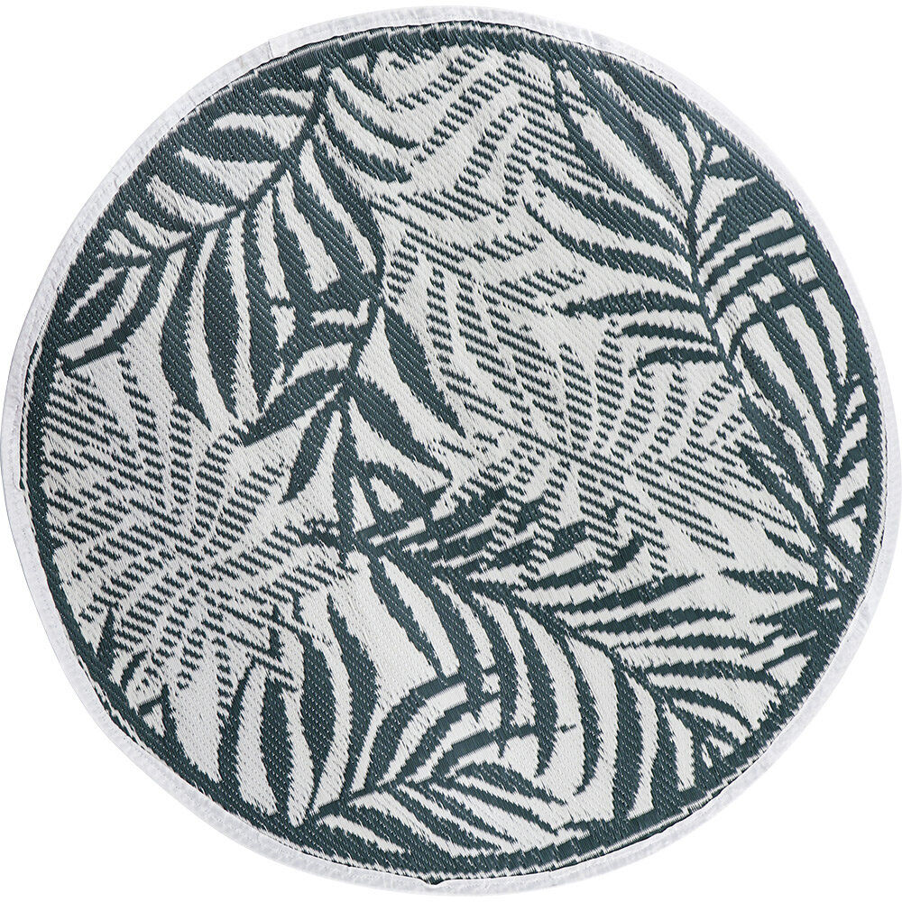 Tapis d'extérieur India rond motif feuillage vert Ø100 cm