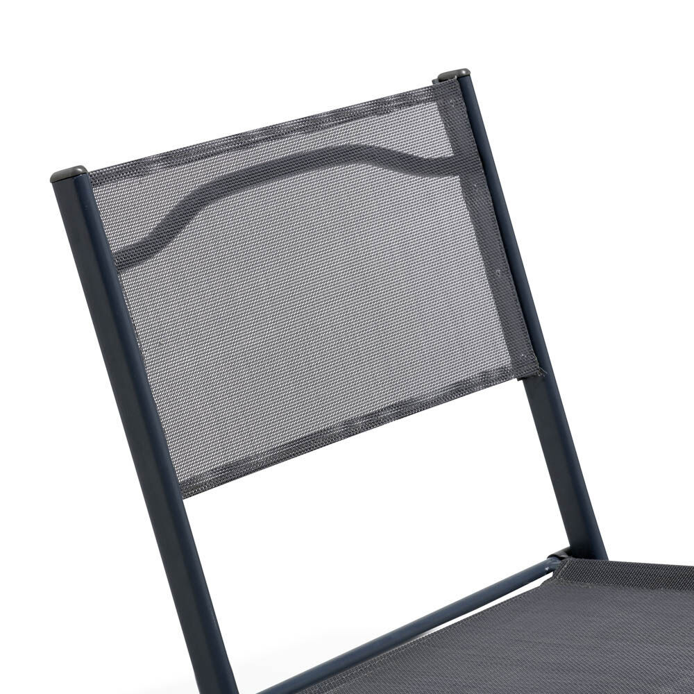 Chaise de jardin pliante London métal textilène gris 45x51xH.81 cm