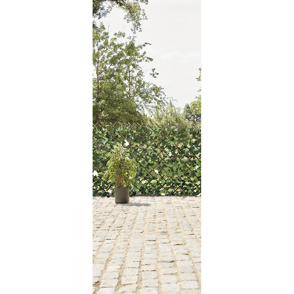 Treillis extensible avec feuillage artificiel vert et fleurs 200x100cm