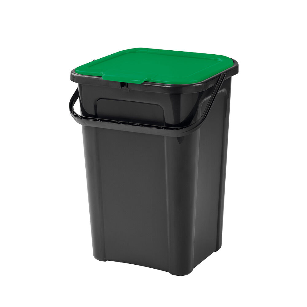 Poubelle de tri couvercle vert 45L