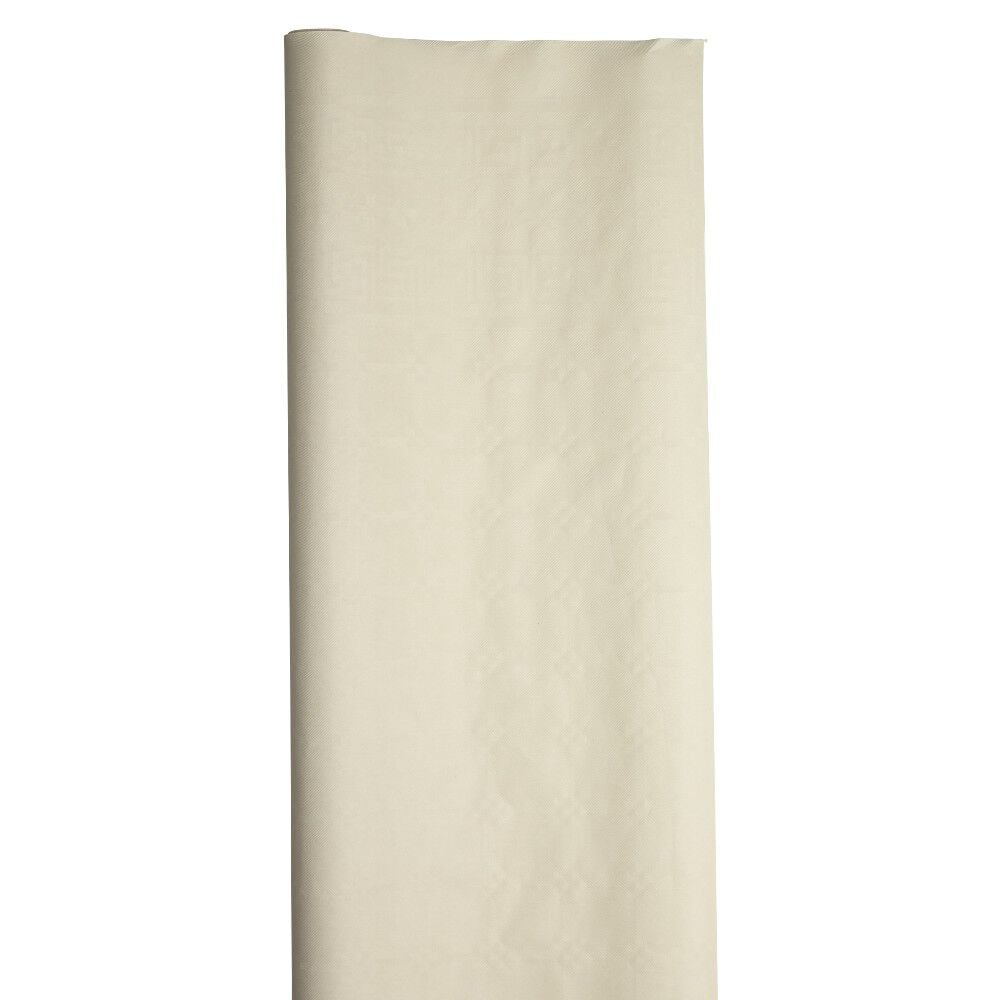 Nappe damassée blanc lin en papier 6 m
