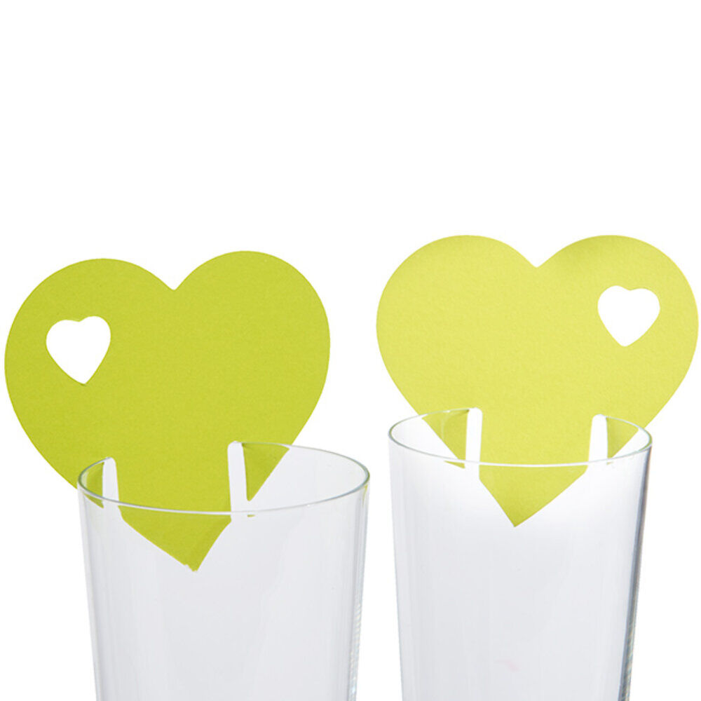 Marque verre coeur vert anis x10