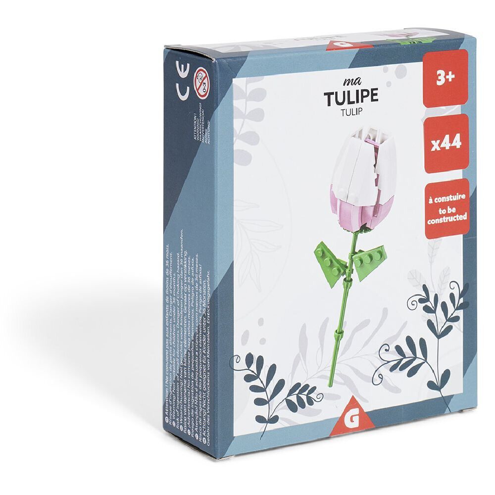 Tulipe fleur à construire H16cm 70 pièces - 4 modèles