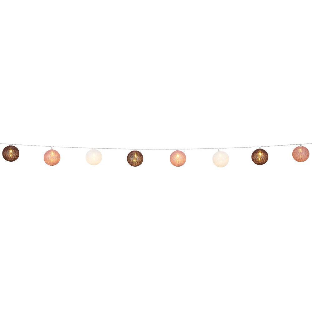 Guirlande lumineuse 10 boules beige marron orange L165cm