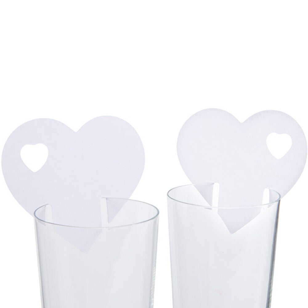 Marque verre coeur blanc x10