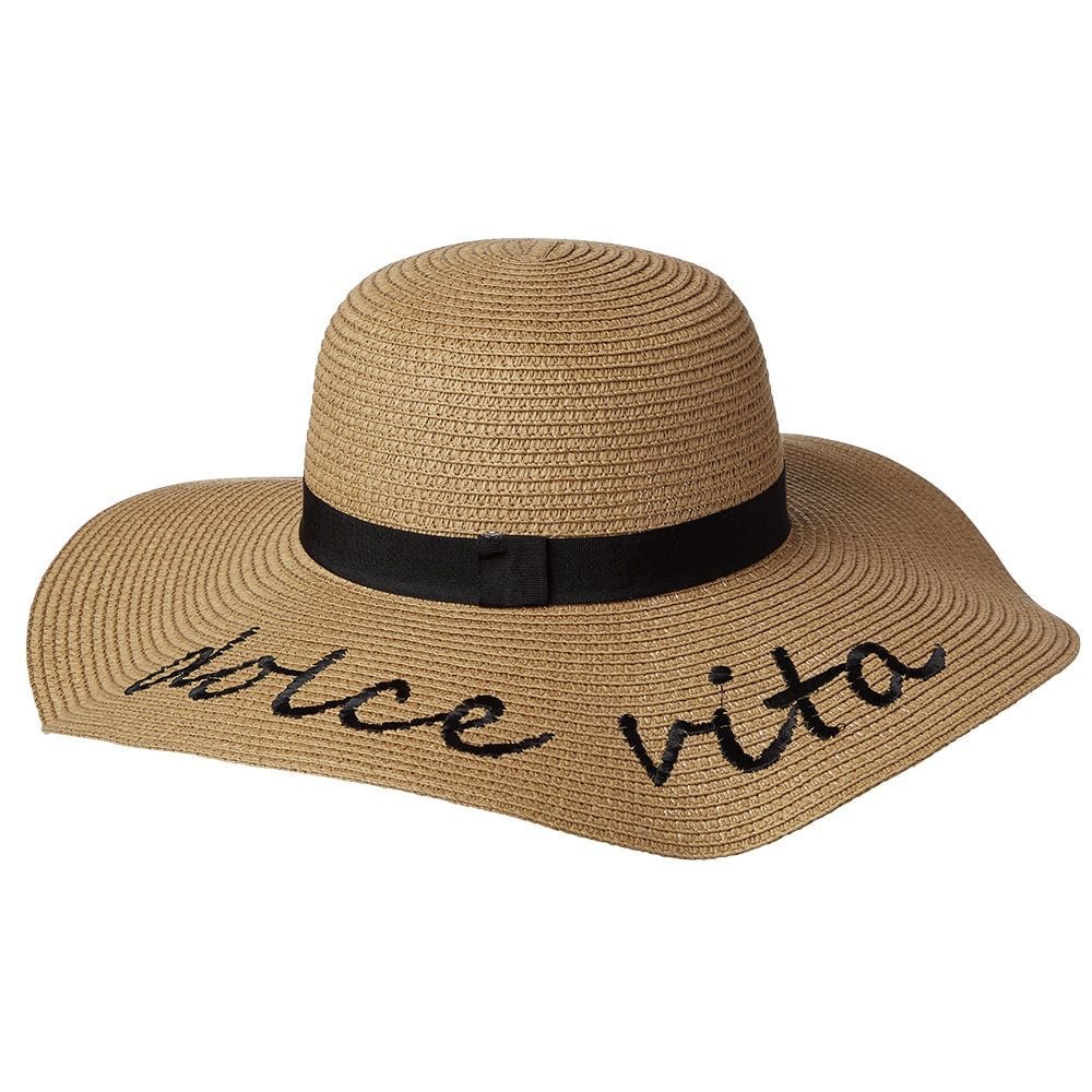 Chapeau de paille capeline Dolce Vita ruban noir 58cm