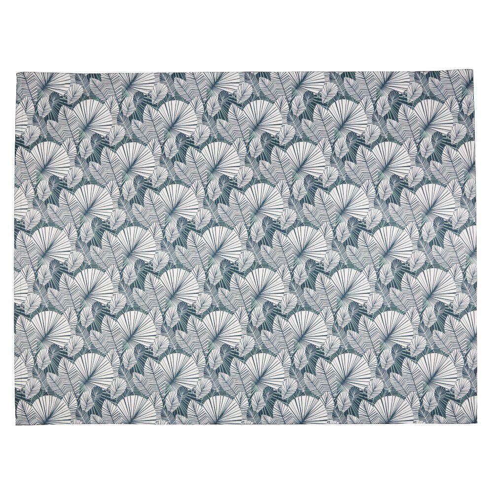 Tapis de jardin motif feuillage graphique vert et blanc