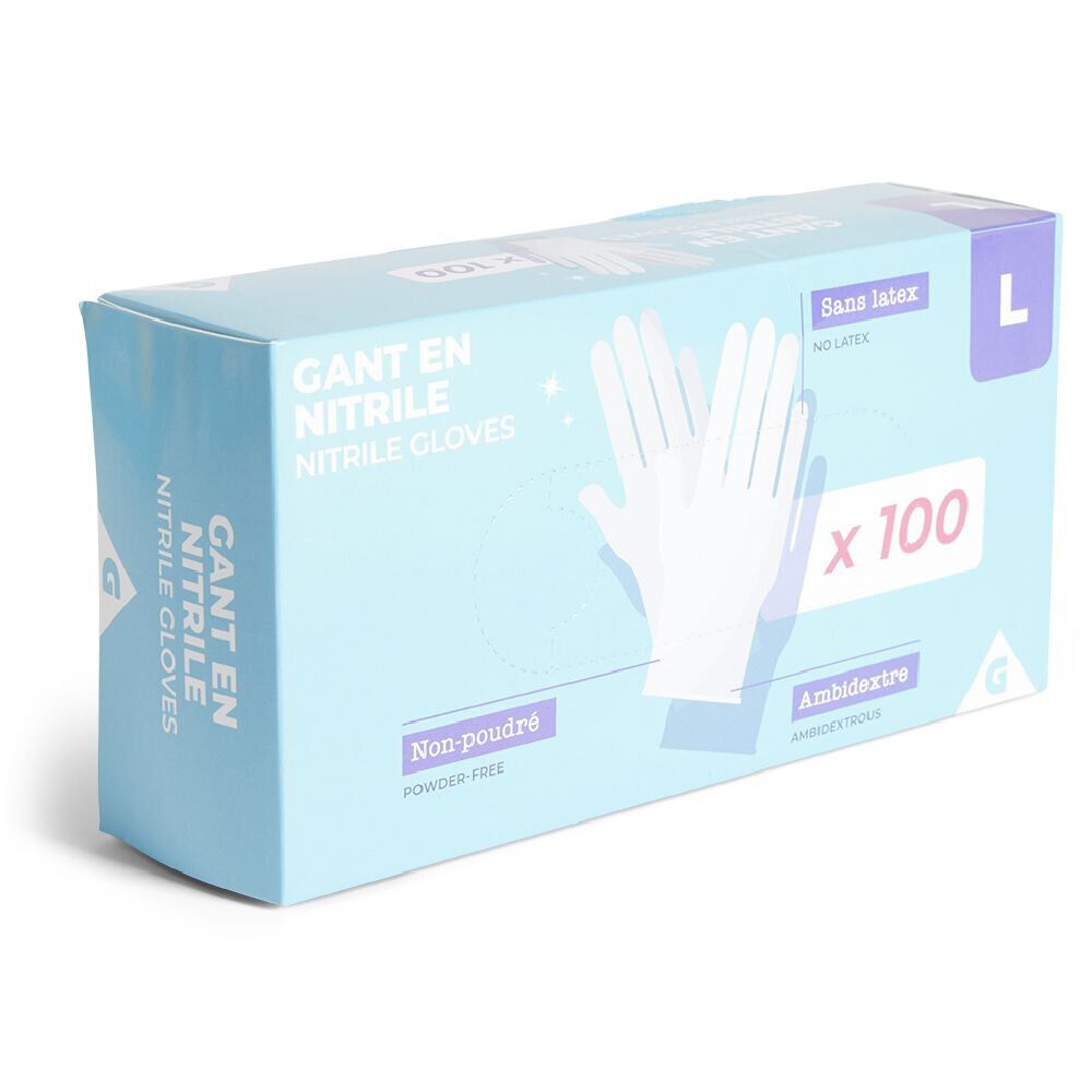 Gants en nitrile taille L x100 bleu