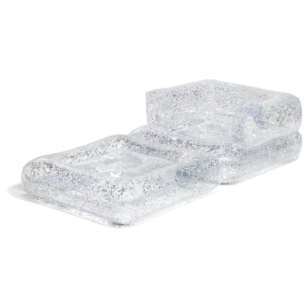 Matelas gonflable piscine 2-en-1 à paillettes 177x82cm argenté