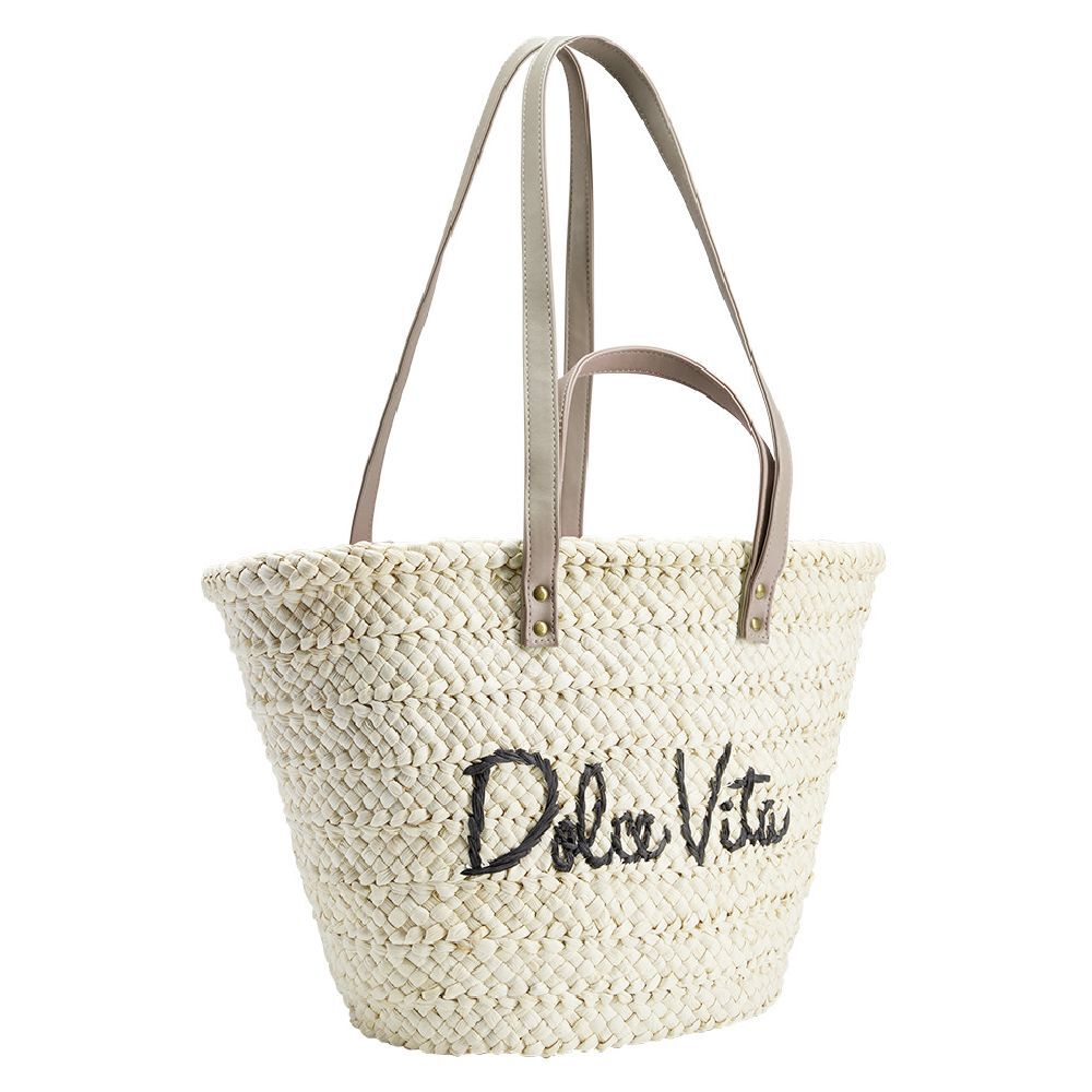 Panier en paille à double anse Dolce Vita