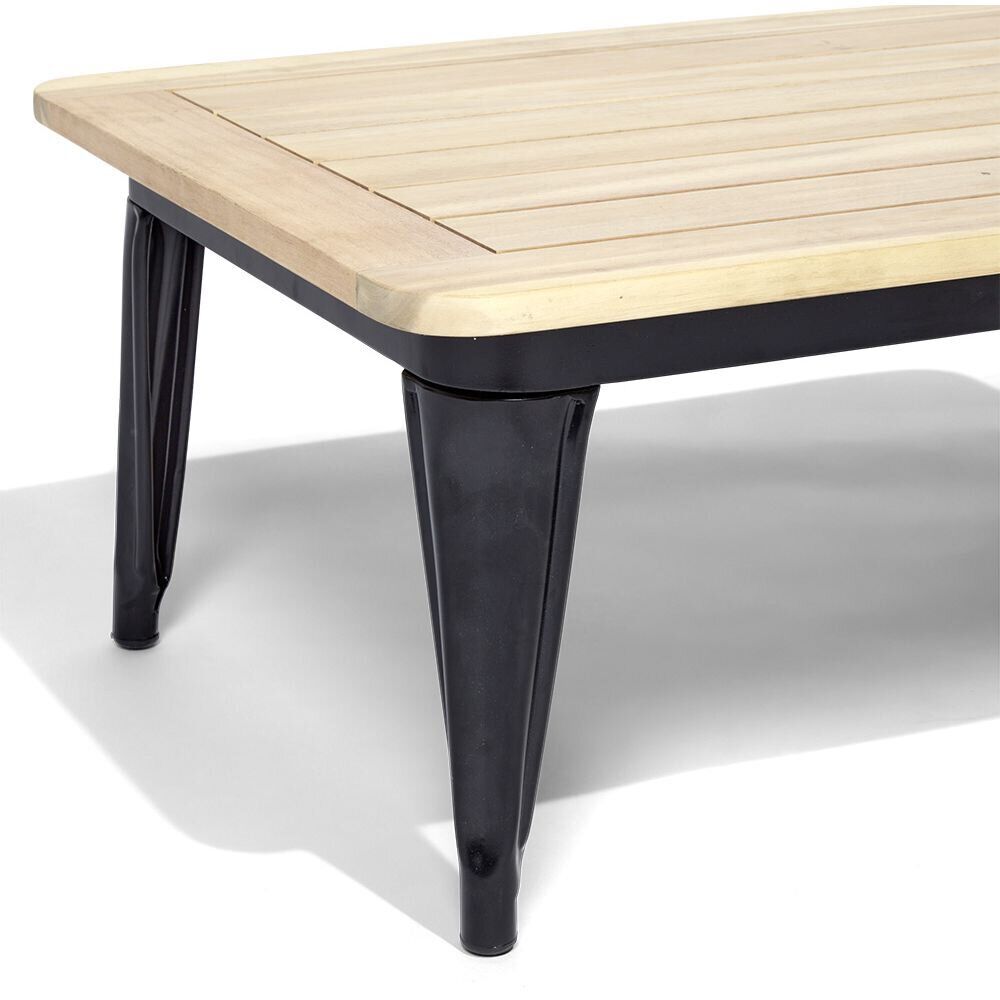 Table basse de jardin Fabrik métal noir et acacia 80x60xH.35 cm