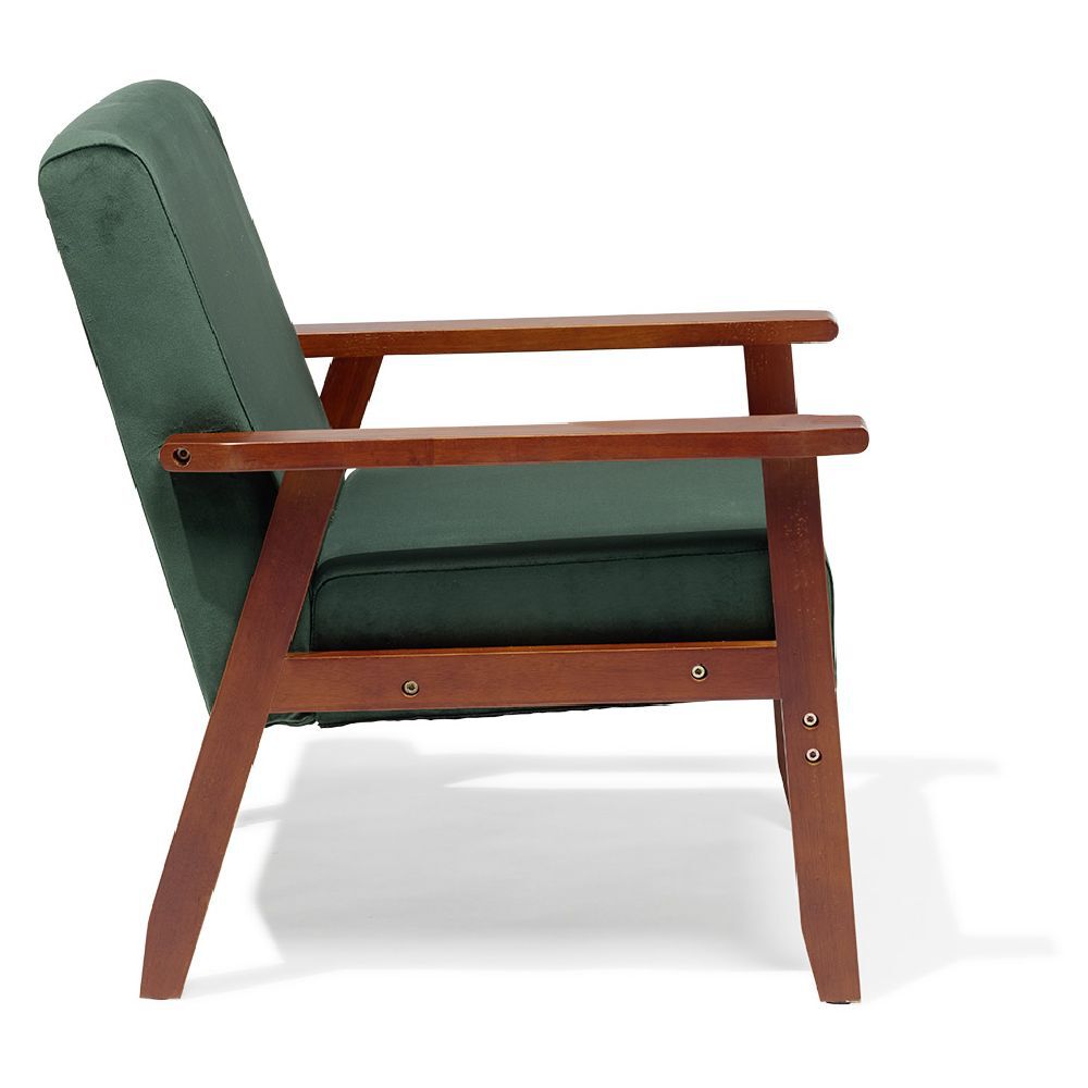 Fauteuil Joséphine effet velours vert - L64xP70xH76 cm