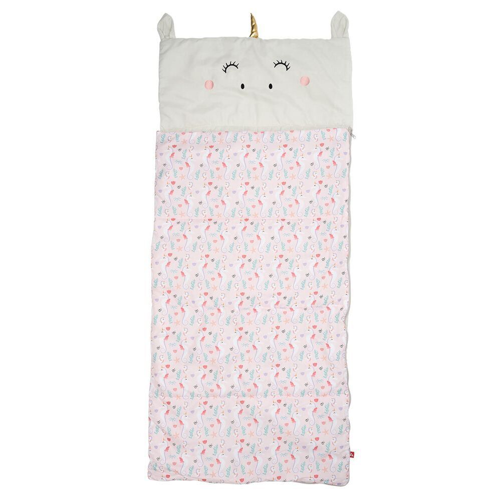 Sac de couchage enfant imprimé licorne polyester rose 160x70cm