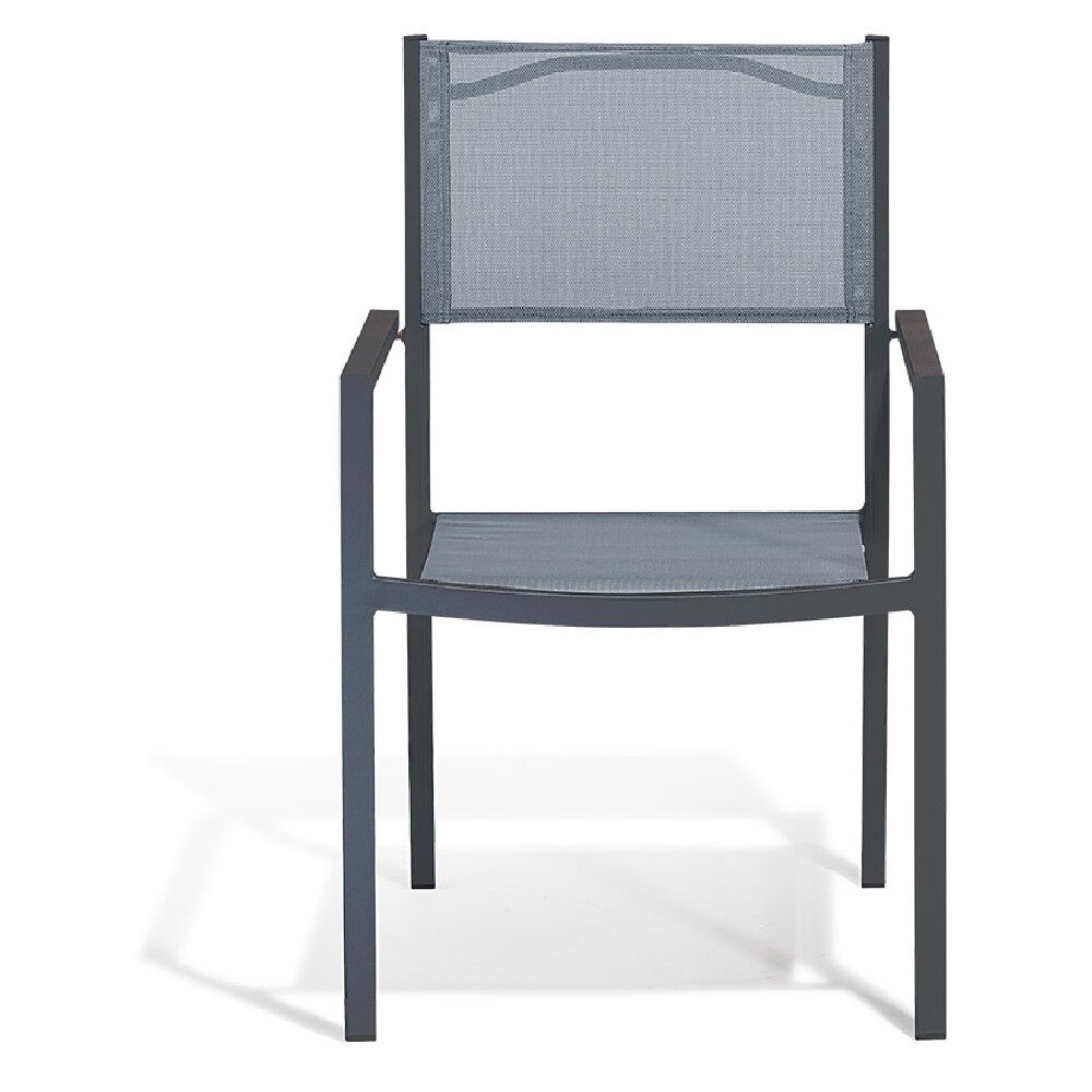 Fauteuil de jardin Oslow aluminium textilène gris 59x55,5xH.86 cm