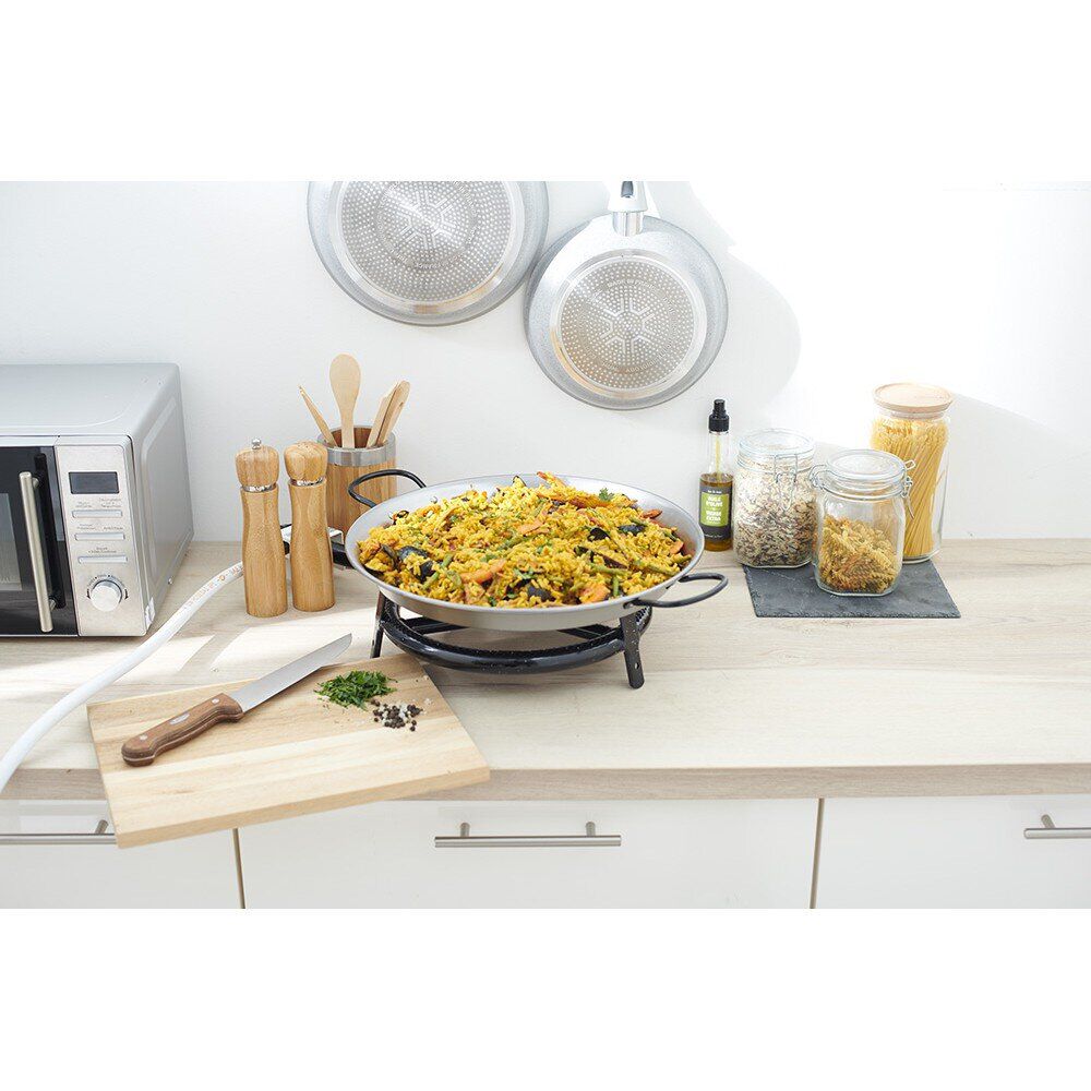 Plat à paella ø 40 cm avec réchaud gaz et trépied H66 cm