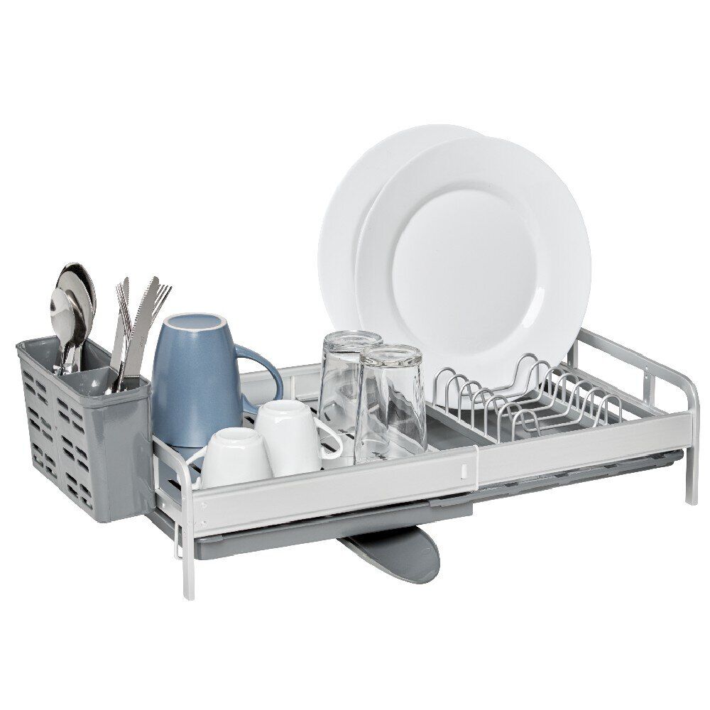 Egouttoir à vaisselle extensible gris et blanc