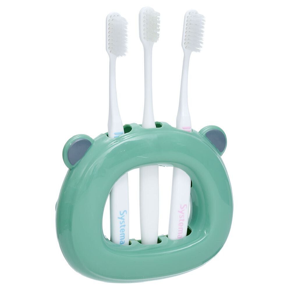 Support 3 brosses à dents enfant vert