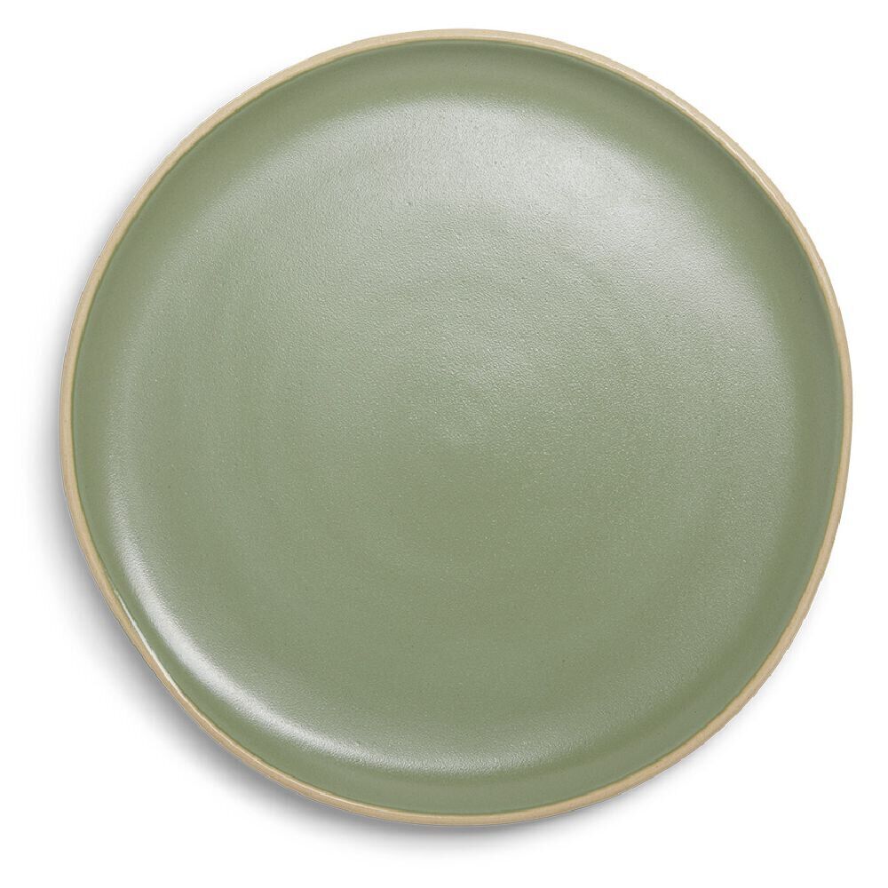 Assiette plate en faïence vert Ø27xH1,7cm