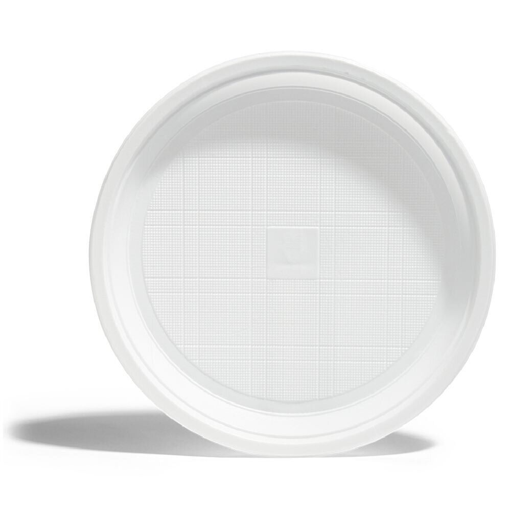 Lot de 50 assiettes plates réutilisables plastique blanc