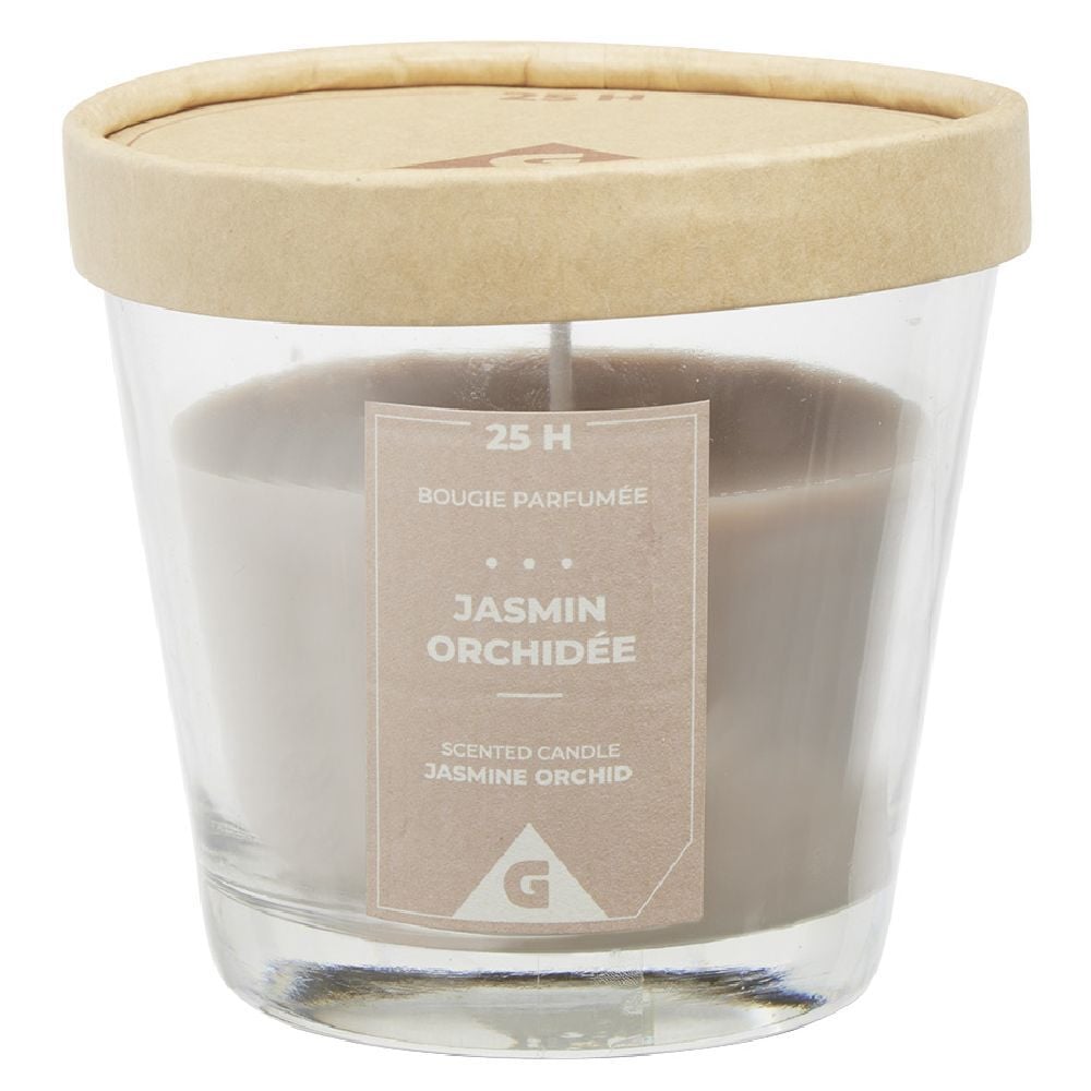 Bougie parfumée dans verre senteur jasmin orchidée Ø9xH8,3cm 25H