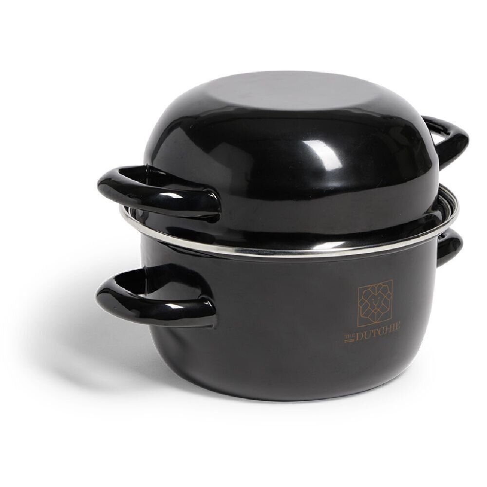 Marmite à moules avec couvercle acier noir Ø18xH16,5cm