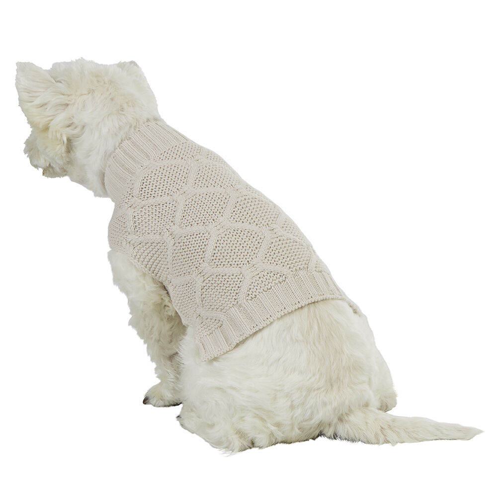 Pull pour chien tricot beige taille S