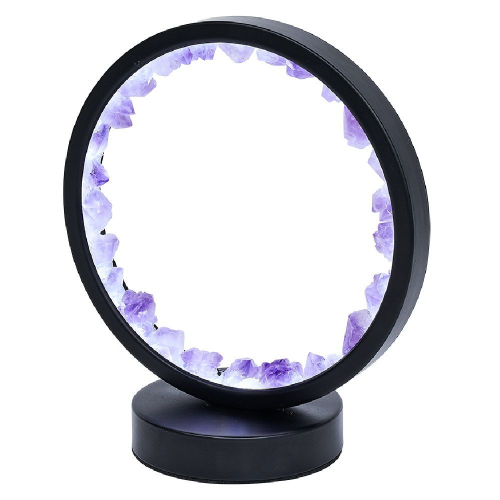 Lampe circulaire à LED avec pierres minérales